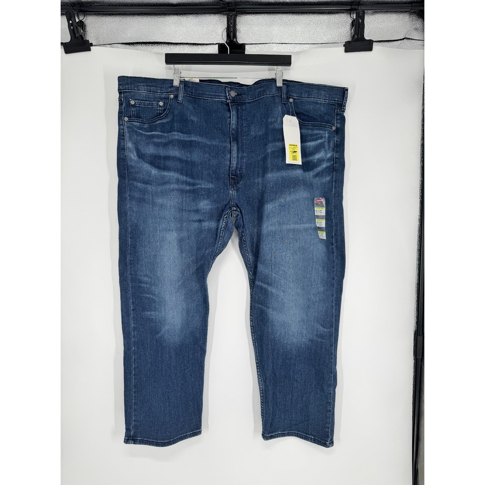 Levis 502 Regular Fit Tapered Leg Dark Wash Denim Pants Blue Mens Size 52x29